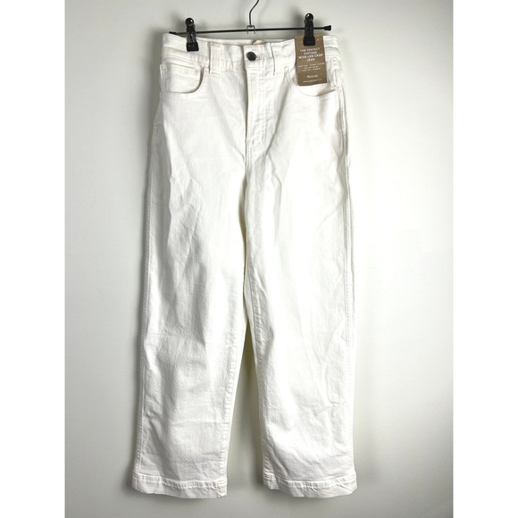 NWT Madewell The Perfect Vintage Wide Leg Crop Jeans White Denim Size 25 - Picture 2 of 16